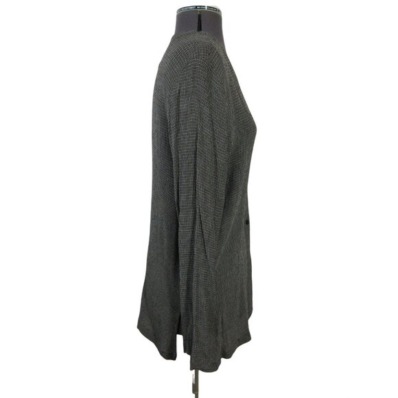 Eileen Fisher women's long sleeve textured woven rayon v-neck tunic top M - Picture 4 of 11